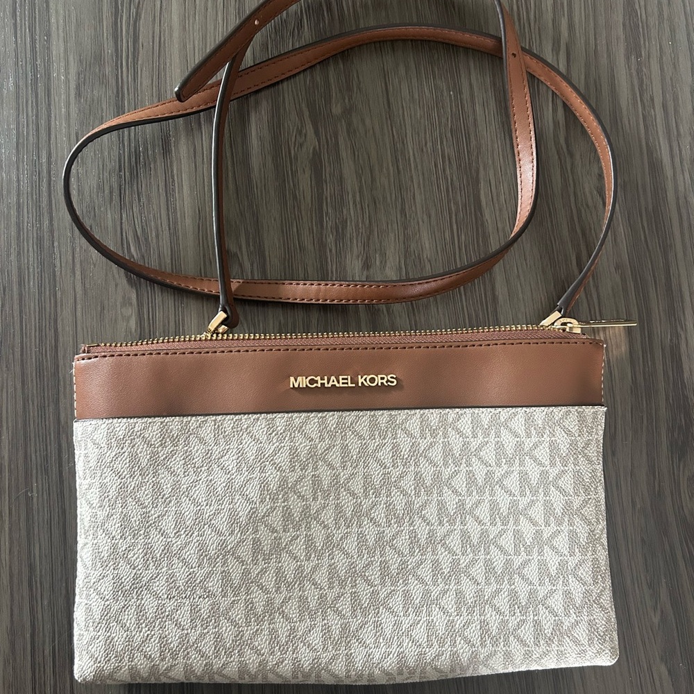 Michael Kors Tan and Cream Crossbody Bag